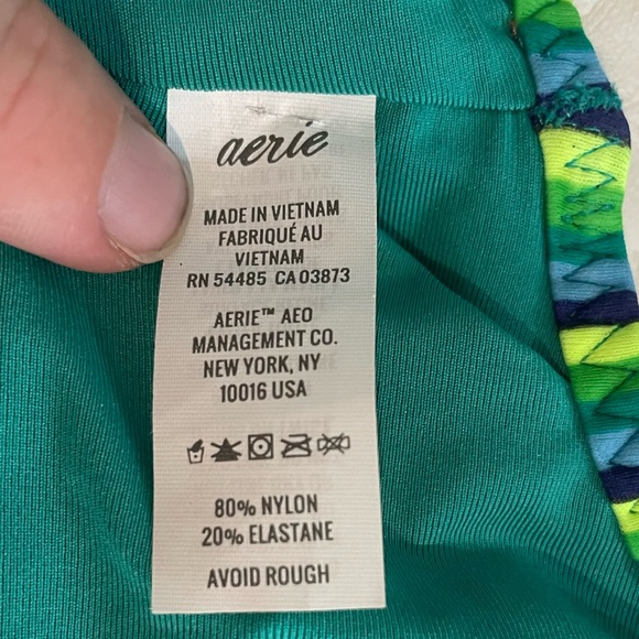 Aerie Striped Green and Blue Bikini Top Women’s Small Nautical Scoop Hook Clasp - Picture 5 of 6